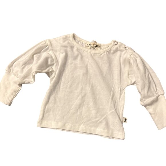 Petit Indi Organic Cotton Baby Long Sleeve Top Shoulder Straps 12 Months NWT - Picture 2 of 4